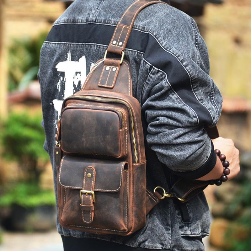 Leather Chest Bag for Men